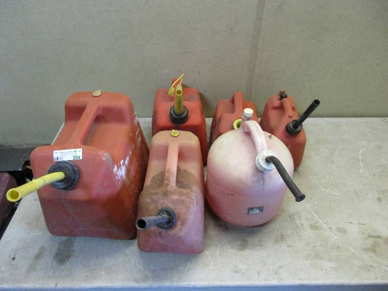 lot 239 image: 6 gas cans