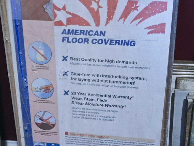 Four boxes of American laminate flooring--NIB