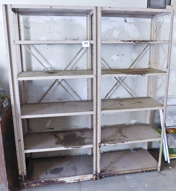 2 metal shelves
