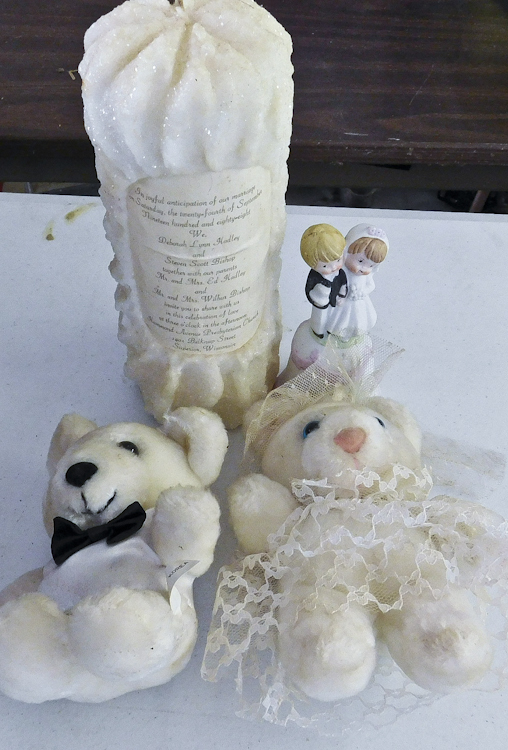 wedding candle, bears and bell