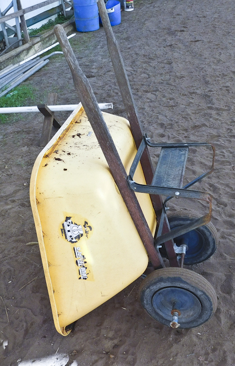 wheelbarrow has 1 flat tire