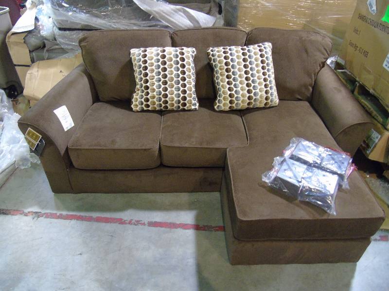 lot 137 image: Ashley Sofa with Chaise - Brown