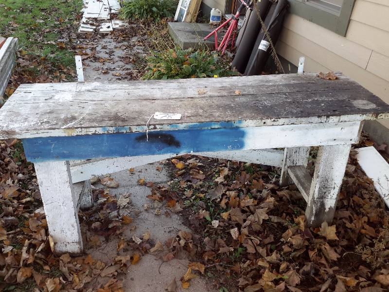 Solid wood old wood work bench