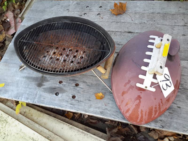 Football Shaped Grill.. Approx. 24in x 14in x 14in h