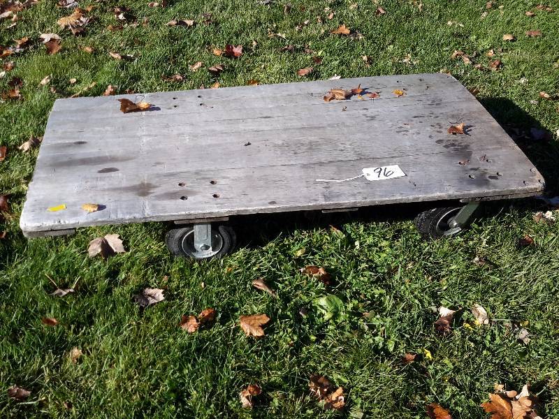 Flat wood utility Cart.. Rubber Wheels.  30 in x 60 in.