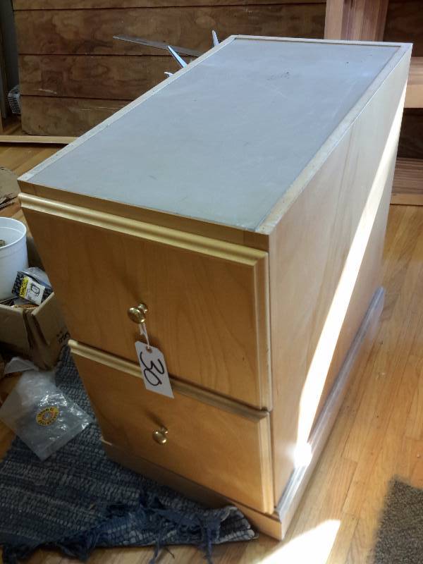 Maple Wood Covered Letter size 2 drawer file cabinet.