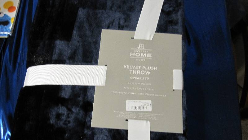 Navy Velvet Plush Throw Oversized