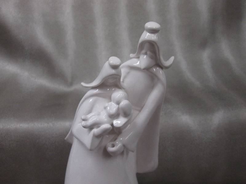 13.5 inch Glazed White Ceramic Holy...