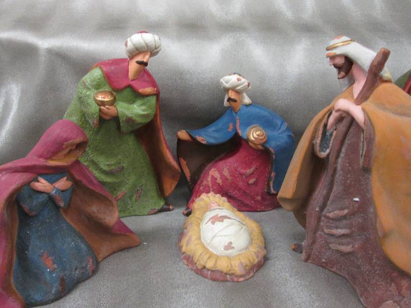 6 pc Broad Base Ceramic Nativity Se...