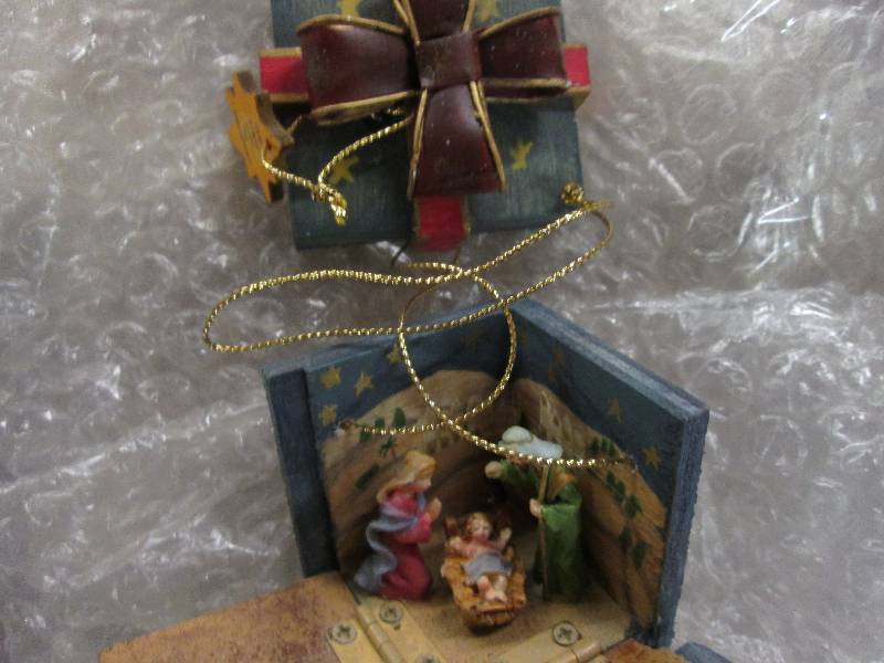 Lot of 6 Nativity Gift Box Ornament...