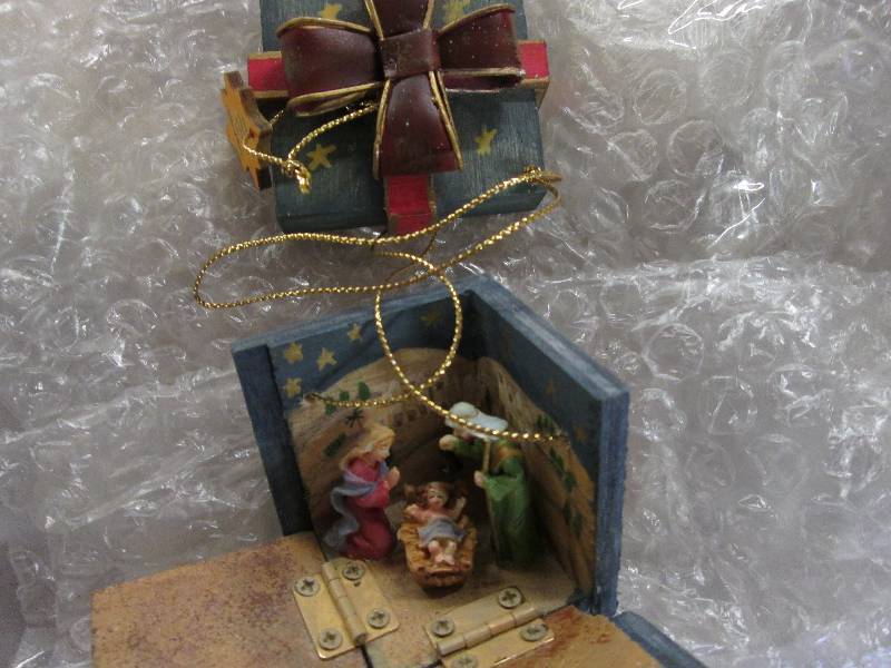 Lot of 6 Nativity Gift Box Ornament...