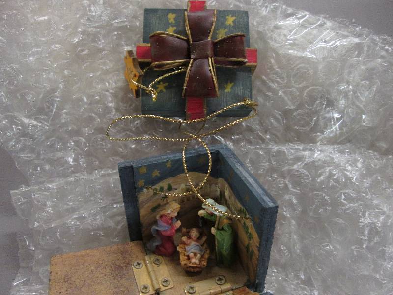 Lot of 6 Nativity Gift Box Ornament...
