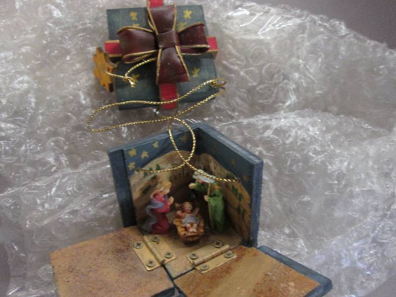 Lot of 6 Nativity Gift Box Ornament...