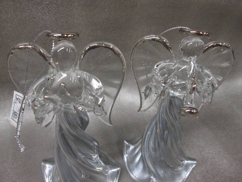 Set of 2 5 inch Glass Angel Orname...