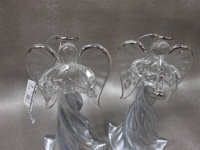 Set of 2 5 inch Glass Angel Orname...