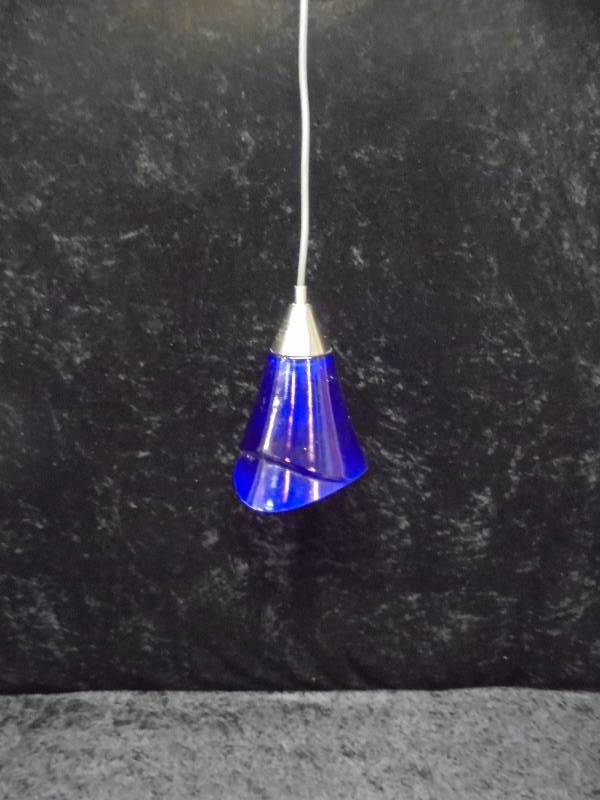 Blue Glass Hanging Light, 37x6x5