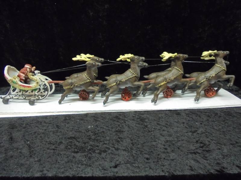 Cast Santa & Reindeer,  Large 32 Long