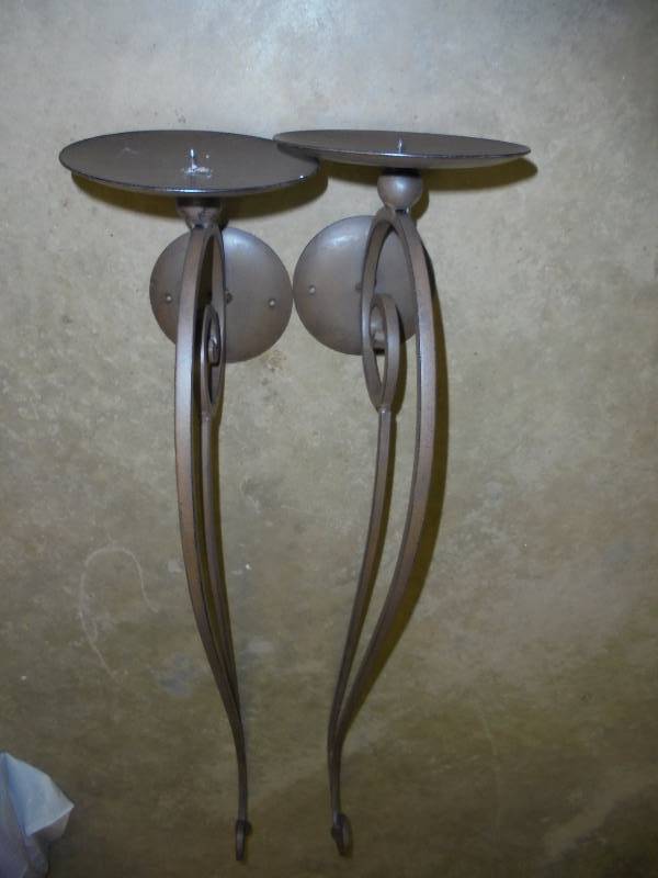 Large Metal Wall Sconce Candle Holders, 34x9