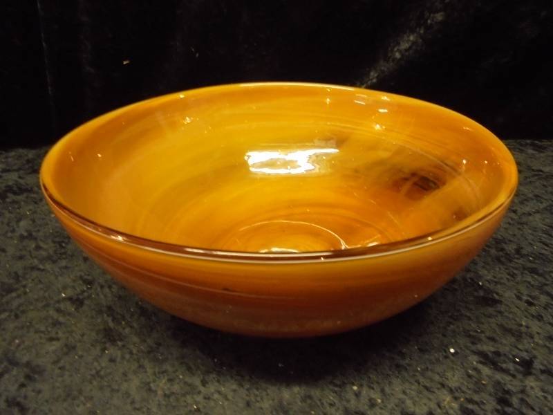HandblownSpun Glass Bowl, 10 round, unique