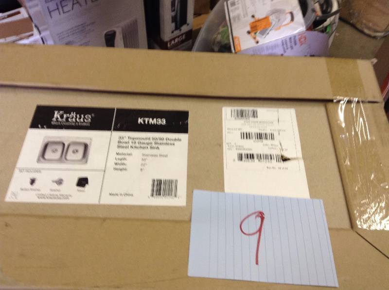 lot 9 image: Kraus KTM33 Stainless Steel 33 Drop In 5050 Double Bowl 18 Gauge Stainless Steel Kitchen Sink  Never Used