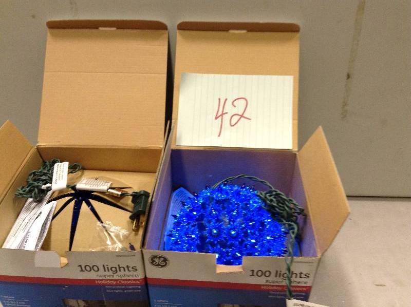 lot 42 image: Lot of 2 Holiday Classics Super Sphere 100 Lights Blue