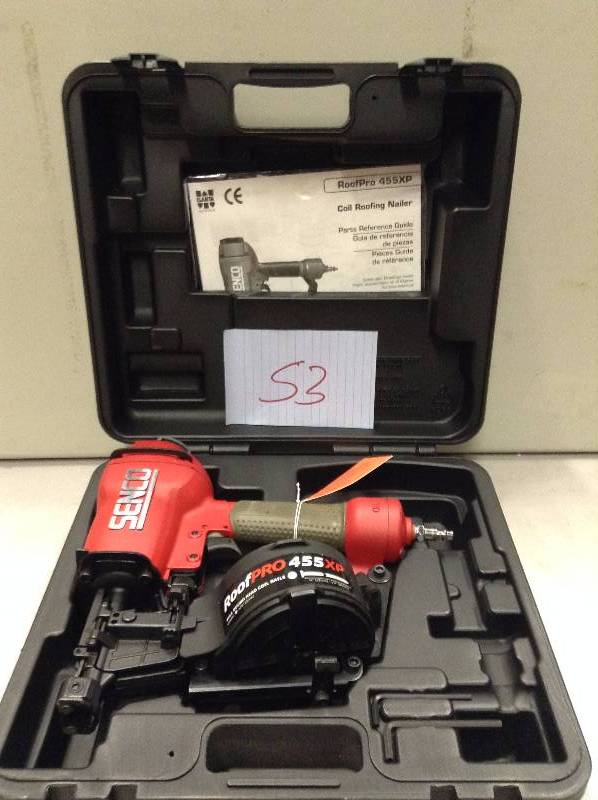 lot 53 image: Senco RoofPro 455XP Coil Roofing Nailer Never Used stock and actual photos used to display item