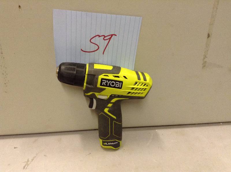 lot 59 image: Ryobi 8-Volt Lithium-Ion Drill Kit Never used stock and actual pictures used