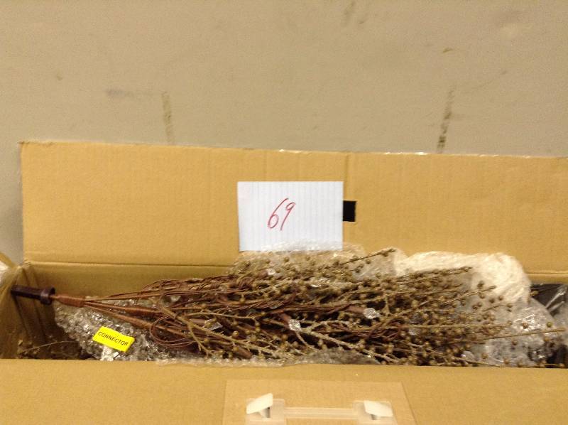 lot 69 image: 5 ft. Brown Winter Berry Branch Tree with C4 Color Choice LED Lights Never used actual and stock pictures used to display item