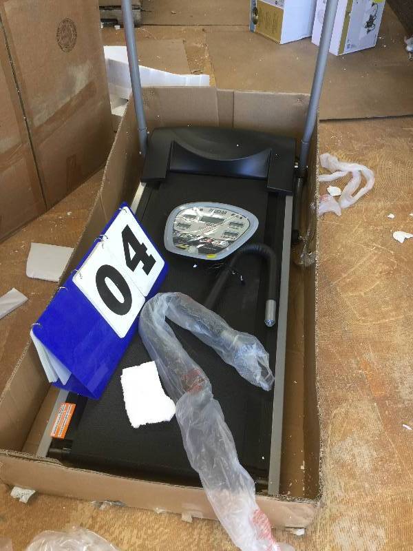 lot 4 image: Progear Fitness Power Walking Electric Treadmill never used hardware and cable to body are missing open box stock and actual photos used to display item