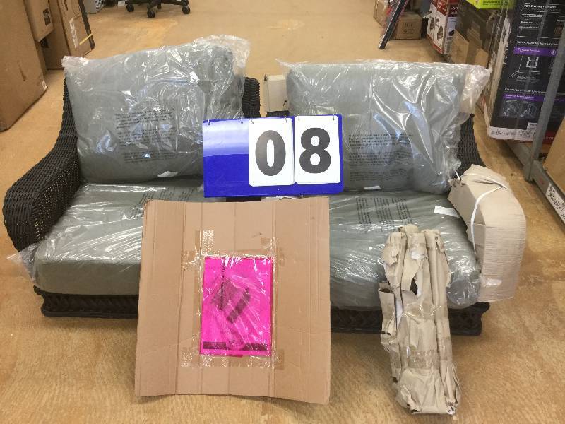 lot 8 image: Set of 2 Wick Patio Chairs never used open box items