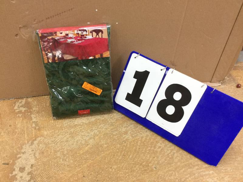 lot 18 image: The Big One Green Holly Tablecloth