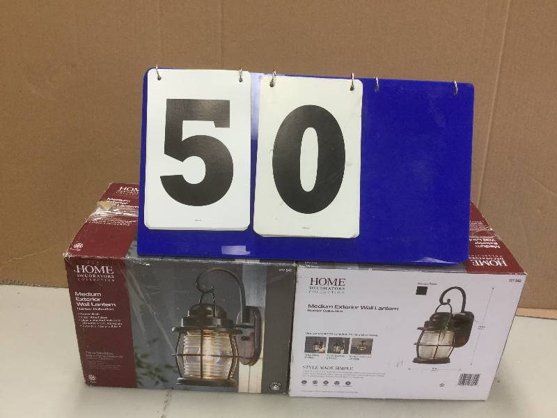 lot 50 image: Lot of 2 Home Decorators Medium Exterior Wall Lanterns Never used