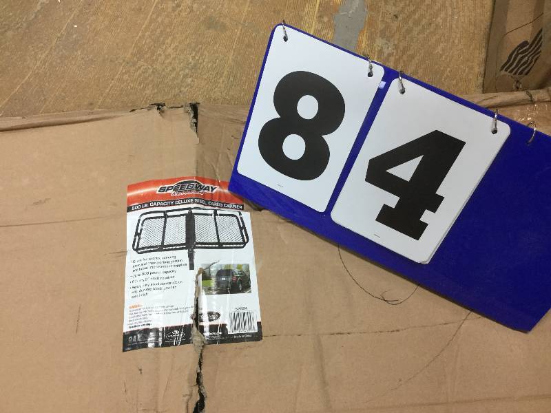 lot 84 image: Speedway 500 LB Capacity Deluxe Steel Cargo Carrier never used stock and actual photos used to display item
