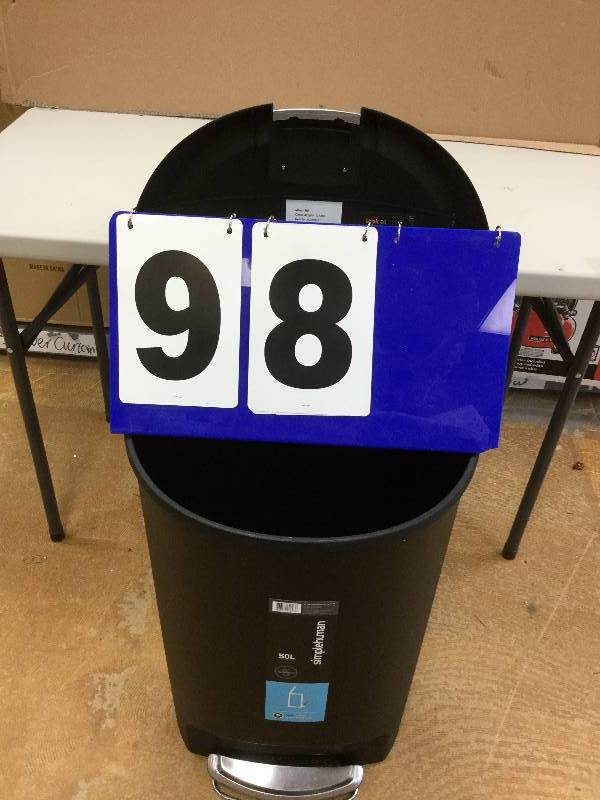 lot 98 image: Simplehuman 50 liter trash can never used