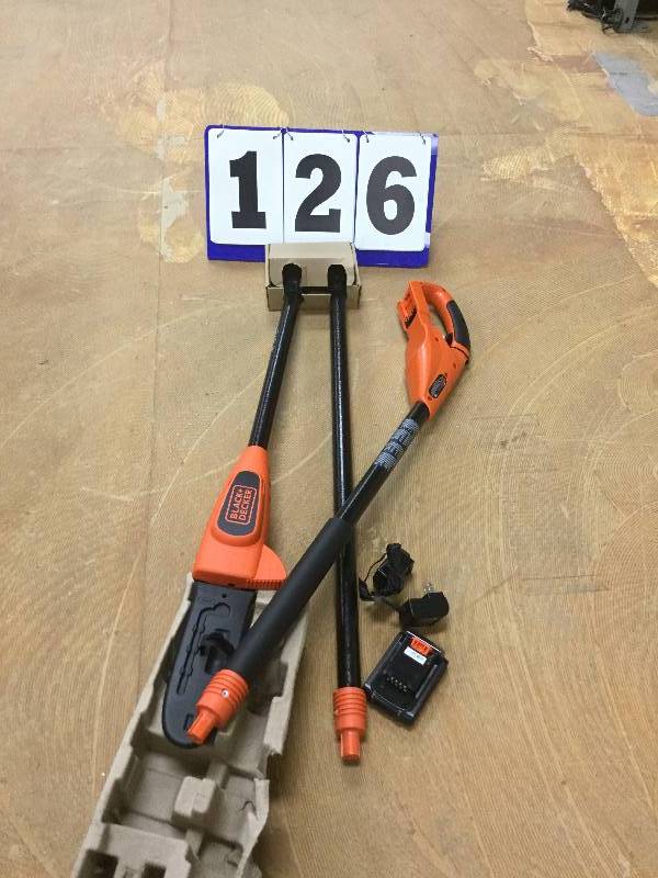 lot 126 image: Black and Decker LPP120 20V Lithium Ion Pole Saw 8 never used