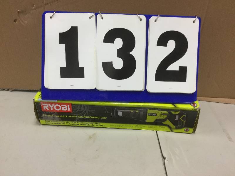 lot 132 image: Ryobi 12 amp variable speed recipriocrating saw in like new condition