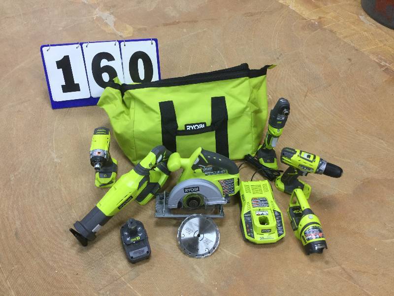 lot 160 image: Ryobi 18V 6 PC Ultimate Combo - 6 Tools Never used