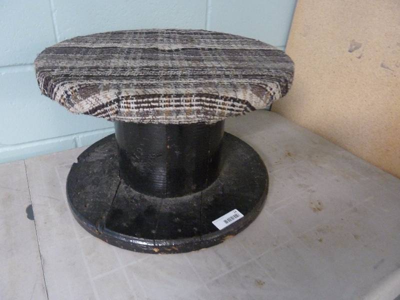 lot 14 image: Footstool Made from Wood Wire Spool