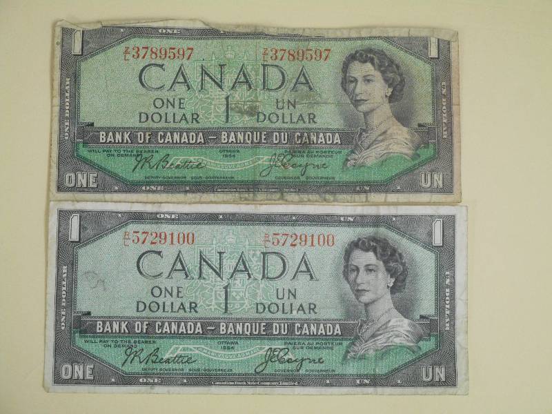 (2) 1954 Canadian $1 Notes ...