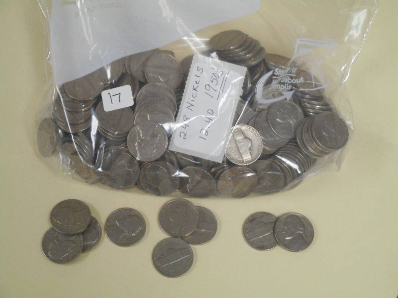 Bag Of (248) 1950s Nickels, Unsear...