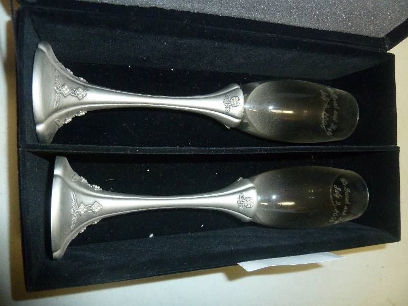 Pewter & Glass Champagne Glasses