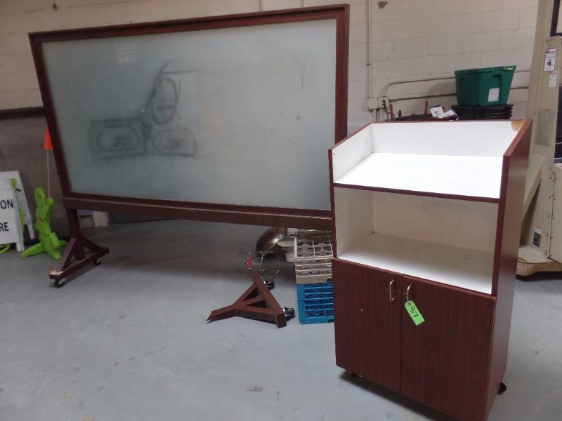 Rolling Podium and Portable Glass Dry Erase Board