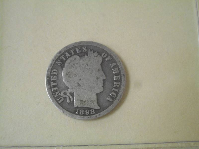1898 Barber Dime, 90% Silver Coin ...