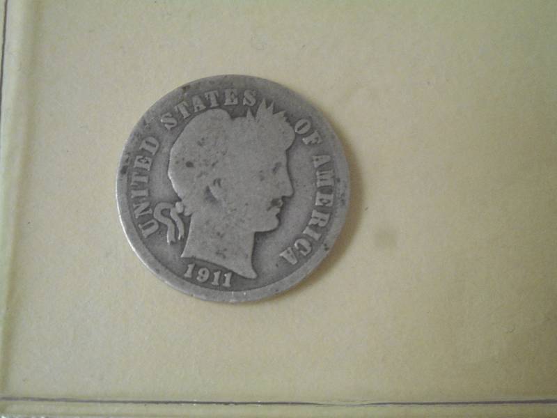 1911-D Barber Dime, 90% Silver Coin...