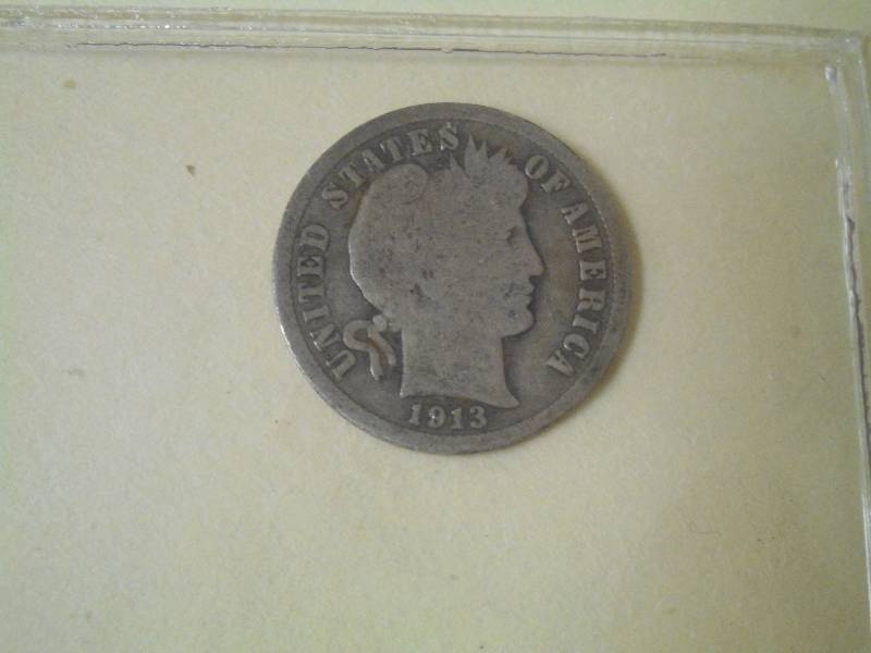 1913 Barber Dime, 90% Silver Coin ...