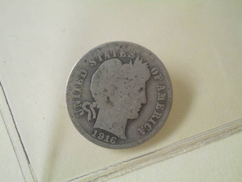 1916-S Barber Dime, 90% Silver Coin...