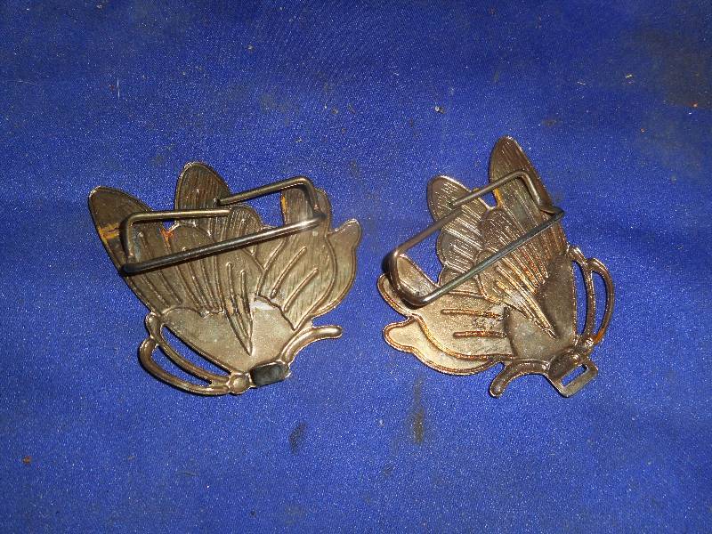 2 VINTAGE BUTTER  FLY BELT ENDS