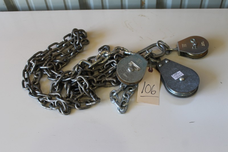 lot 106 image: Metal Pullies & Chain