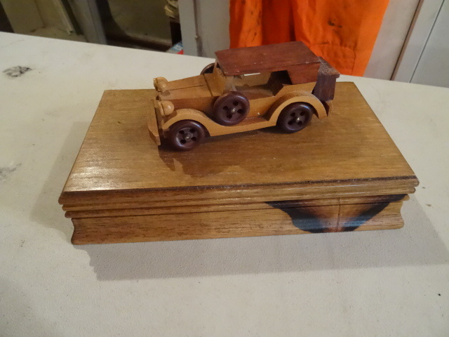 lot 9 image: Wood Car, Jewelry Box