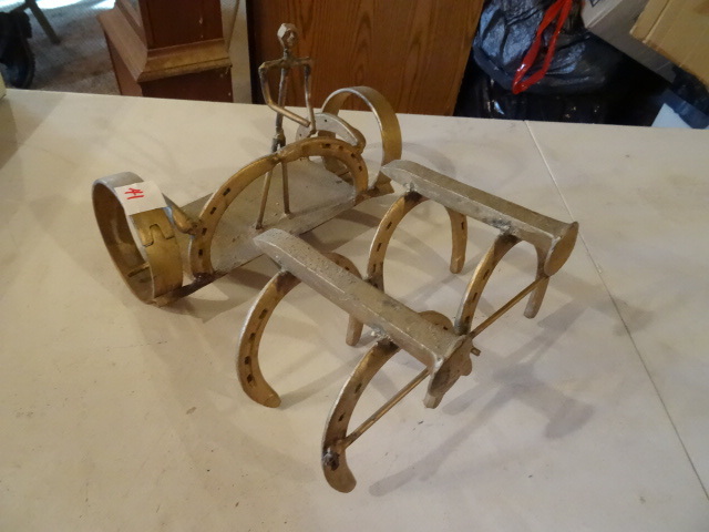lot 41 image: Metal Home Made Art Horse and Cart